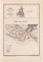 Fiume és vidéke térkép 1880, Fiume város és kerülete, Hátsek Ignácz, Magyarország, Posner, Rautmann