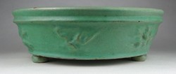 1H838 Antik art deco zöld kerámia tál