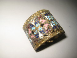 Antique napkin ring, copper and fire enamel technique, 5 x 3.8 cm