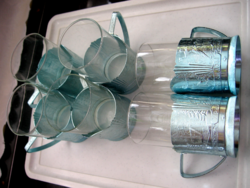 CCCP, szovjet, orosz, USSR fém tartók teás pohár készlethez kék