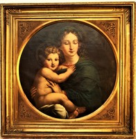Rákosi Nándor (1832 - 1884) Madonna gyermekéve 1876-ból 94x94cm Eredeti Garanciával!