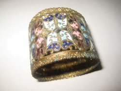 Antik  szalvéta gyűrű  , réz és tűzzománc technika ,  5 x 3,8 cm