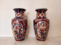 Antique patinated japanese imari patterned porcelain vase pair asia chinese 1800s 1900s 859 5277