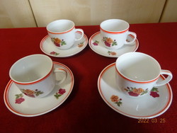 Hollóházi porcelán kávéscsésze + alátét, rózsa mintás. Vanneki! Jókai.