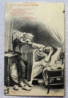 Antik francia nosztalgia fotó képeslap mese Piroska a farkas konkrétan eszi a nagymamát