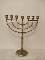 Antik patinás réz menora menóra judaika zsidó gyertyatartó 7 ágú gyertya tartó Jerusalem 914 5284