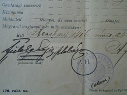 ZA397.11 Elemi Népiskolai Bizonyítvány  1916 RECSK  Bódi Mária -  Füleky Lajos  -Ábrahám