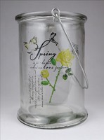 1I181 Nagyméretű üveg mécsestartó dísztárgy 17 cm
