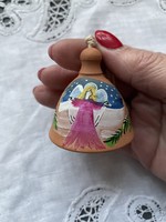 Hand painted Christmas pottery, tile bell