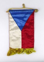 1I212 Vintage Small Silk Czech Flag 22.5 x 14 cm