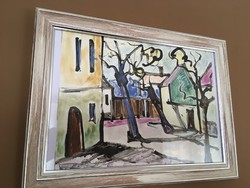 Attila Korényi - Szentendre, felt drawing, framed