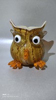 Art glass owl glass vase in very rare colors with heavy thick-walled Murano