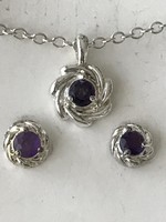 Silver-plated edge with purple polished crystal