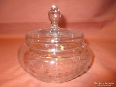 Antique glass bonbonier with sugar bowl
