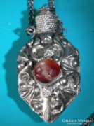 MOST ÉRDEMES VINNI !!! Kézműves parfümös üveg  ásvány kövekkel tubákos szelence láncon