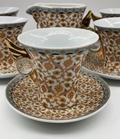 Art deco deco 6 person Persian pattern 24 kt gilded porcelain tea - coffee set plate cup