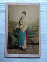 Girl in traditional costume. Colored photo, l. Médl orsova 150 years old may be rare !!!!!