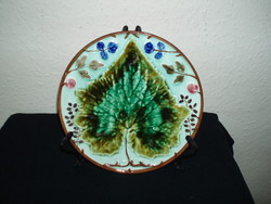 Antique-steidl znaim- leaf pattern- majolica-plate porcelain-20-cm