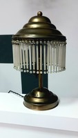 Copper table lamp with glass pendants