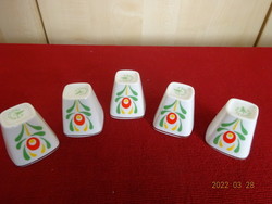 Hollóházi porcelán kupica, zöld-piros-sárga mintával. Vanneki! Jókai.