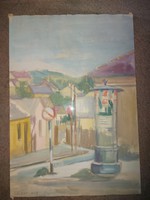 Sipos E., 1956-59 környéke, tempera festmény, Salgótarján, cca.30x40 cm, karton