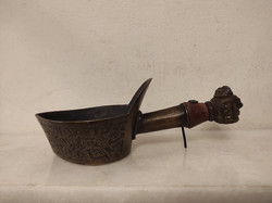 Antik buddhista eszköz buddha tibeti nyeles olvasztó edény bronz szerszám Kína Ázsia 955 5305