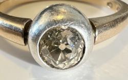1 Forintról! Antik Magyar Button Arany (4,3 g) Briliáns (0,5 Ct) gyűrű hibátlan kővel!