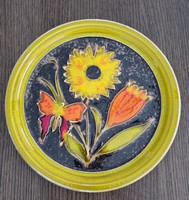 Decorative vintage ceramic bowl with wall ornament with plastic pattern-31 cm