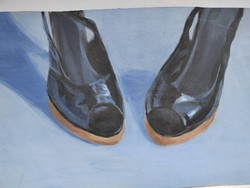 Cipők festmény olaj karton