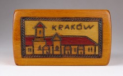 1I347 Kisméretű égetett fadoboz KRAKÓW lengyel emléktárgy Krakkó 5 x 10 x 6 cm
