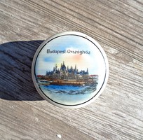 Régi szuvenír porcelán doboz Budapest Országház képpel