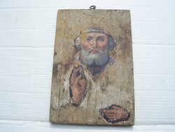 Old wooden board painted icon