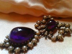 Antik ezüst collierem, Ametiszt és maggyöngyökkel