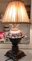 Antique zsolnay lamp, table lamp. Beautiful painting with floral pattern, with copper fittings! Luxury antique lamp