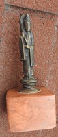 Bronze oriental figure: wise marble pedestal