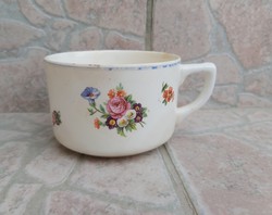 Retro granite teacup cup with floral nostalgia village peasant decoration