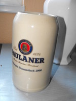 Paulaner söröskorsó Olimpia 2000 hibátlan 1 liter, jelzett, 18 cm