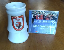 Pick Szeged kézilabda szurkolói korsó pohár ajándék Marian Cozma MKB Veszprém cd-vel