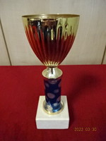 Metal goblet on an artificial marble base, height 19.3 cm. He has! Jókai.