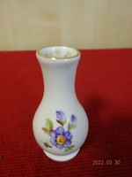 Hollóházi porcelán mini váza, kék virágos, magassága 5,3 cm. Vanneki! Jókai.