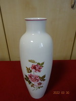 Hollóház porcelain vase, rose pattern, height 25.5 cm. He has! Jókai.