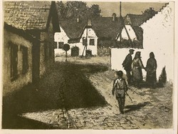 György Konecsni (1908-1970) street - etching