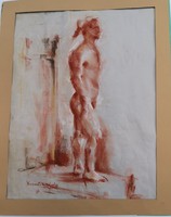 Charles Kernstok: Female Nude Sketch (Red Chalk Drawing)