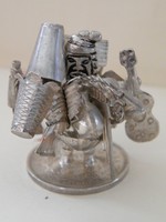 Mini silver figurine with Bolivian old silver coin charms