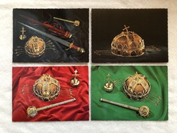 4 db Postatiszta képeslap - A magyar korona és koronázási jelvények