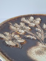 Vintage német  kerámia fali tál,dísztál,plasztikus virágmintával-34 cm