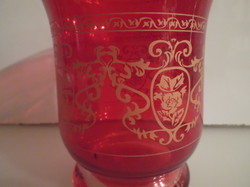 Vase - 11 x 9 cm - dark metallic red - German - glass - German