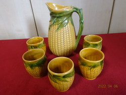 Glazed pottery, corn pattern, five-person wine set. He has! Jókai.
