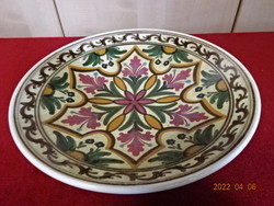 German glazed ceramic wall bowl, hand-painted, diameter 29.5 cm. He has! Jókai.