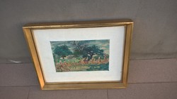 (K) kis akvarell 32x25 cm kerettel